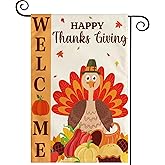 OHOME Thanksgiving Decorations - Welcome Garden Flag | Thanksgiving Decor Outdoor Outside - Friendsgiving Party Decorations Essentials Double-Side Backdrop Banner for Garden Porch Patio Lawn,12x18 Inch