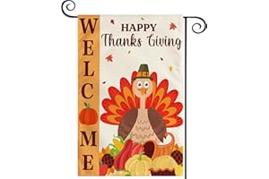 OHOME Thanksgiving Decorations - Welcome Garden Flag | Thanksgiving Decor Outdoor Outside - Friendsgiving Party Decorations Essentials Double-Side Backdrop Banner for Garden Porch Patio Lawn,12x18 Inch