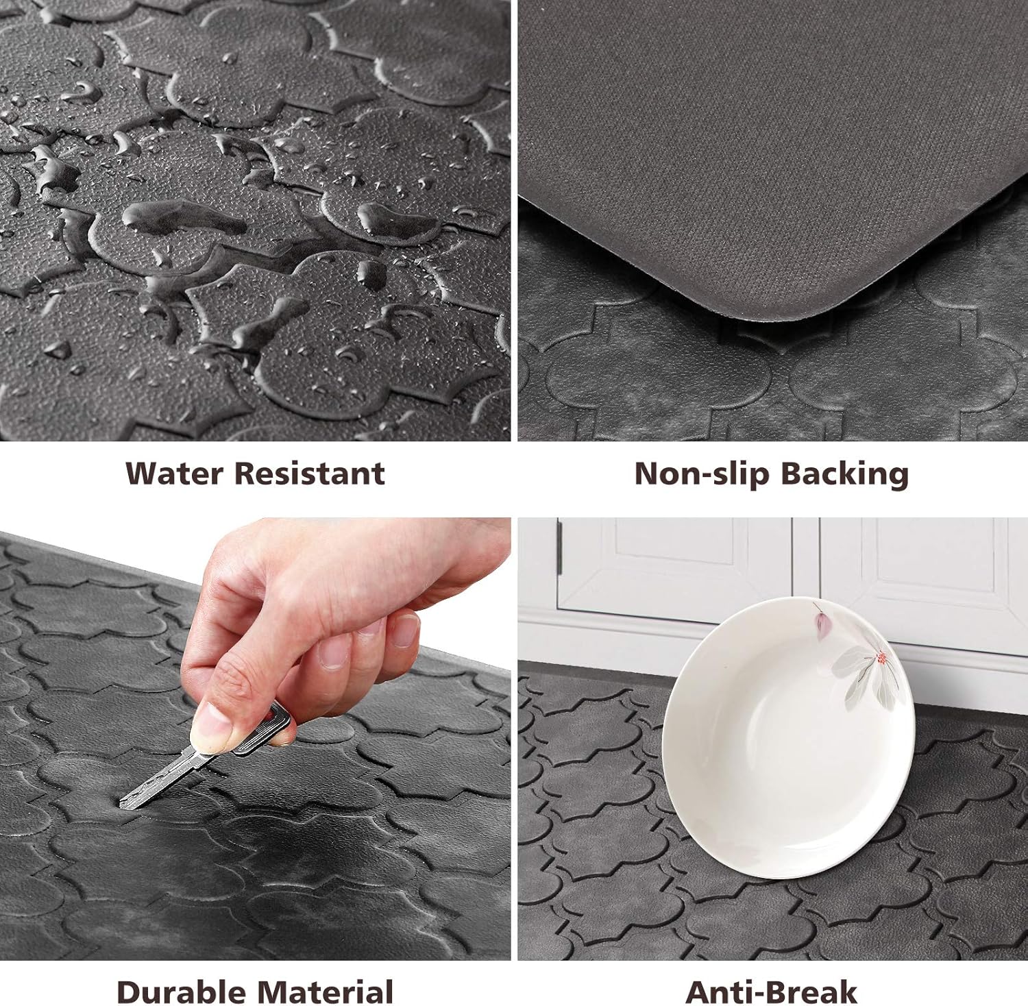 WiseLife Kitchen Mat Cushioned Anti Fatigue Floor Mat,17.3"x28", Thick Non Slip Waterproof Kitchen Rugs and Mats,Heavy Duty PVC Foam Standing Mat for Kitchen,Floor,Home,Office,Desk,Sink,Laundry, Grey: Kitchen & Dining