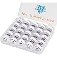 Simthread 25pcs 90WT White Prewound Bobbin Thread Size A Class 15 (SA156) with Clear Storage Plastic Case Box 60S/2 for Brother Embroidery Thread Sewing Thread Machine DIY