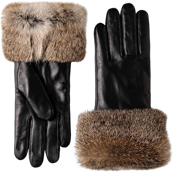 VIKIDEER Elegant Super Warm Fur Lined Gloves Women Leather