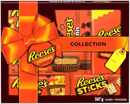 Reese's Lovers Gift Box, Assorted Chocolate Peanut Butter Bars, 535g (8 Assorted Bars) for Chocolate Lovers