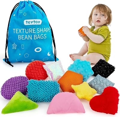 teytoy Texture Sensory Bean Bags Toys for Autism 12 Piece with Storage Bag