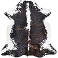 rodeo Genuine Cowhide Rug - Dark Tricolor Leather Hide for Living Room, Bedroom, & Western Home Decor - Natural 6'x8' Real Cowhide Area Rug - Extra Large Size Cowhide Rugs