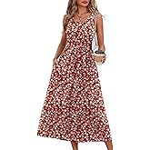 WIHOLL Summer Dresses for Women Flowy Casual Midi Dress Beach Vacation Sundresses with Pockets