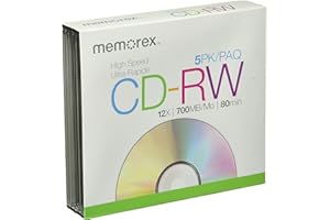 Memorex 8x-12x CD-RW Media (5-Pack with Slim Jewel Cases)