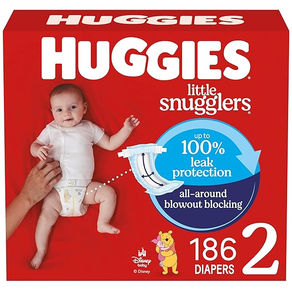 HUGGIES SIZE 2 DIAPERS, LITTLE SNUGGLERS BABY DIAPERS,...