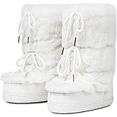CELNEPHO Fur Boots Comfortable Winter Boots for Women Fuzzy Boots Mid Calf Anti-Slip Rubber Sole Cute Y2K Snow Boots Indoor Outdoor