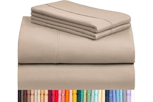 LuxClub 4 PC Queen Sheet Set, Breathable Luxury Bed Sheets, Deep Pockets Wrinkle Free Cooling Sheets Machine Washable Hotel Bedding Silky Soft - Light Khaki Queen