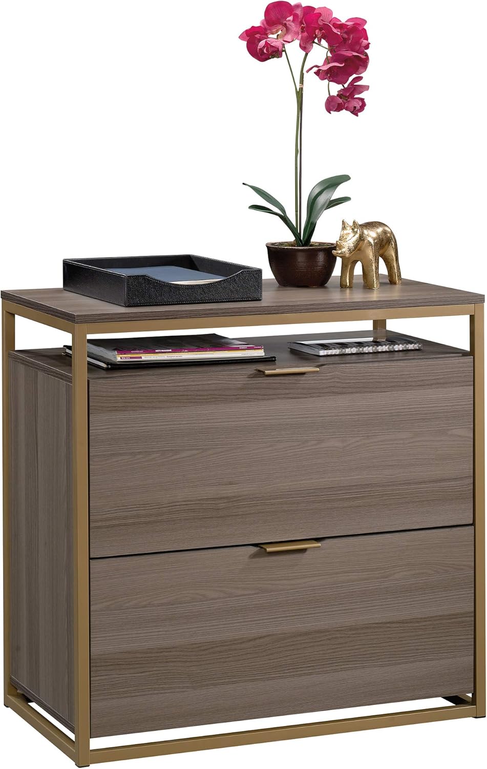 Sauder International Lux Lateral File, L: 30.32" x W: 16.54" x H: 29.72", Diamond Ash: Furniture & Decor