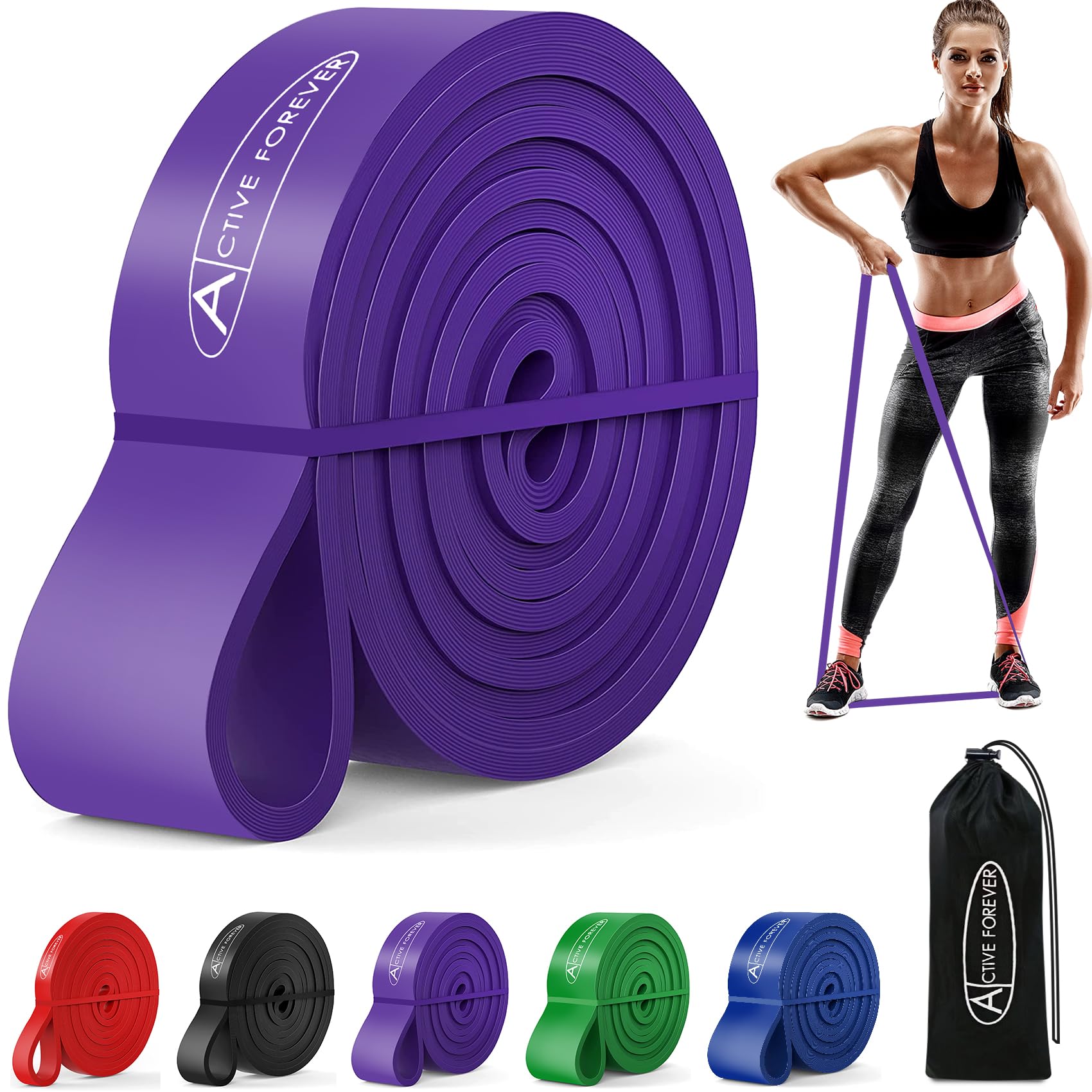ACTIVE FOREVER Resistance Band,Pull up Assist Band,Fitness Band,Suitable for Boosting Strength,Yoga, Exercise(Purple)