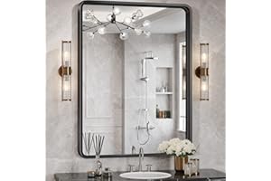 Brightify Black Bathroom Mirror for Wall, 24x36 Inch Rectangular Black Metal Framed Mirror, Modern Wall Mounted Vanity Mirror for Bathroom, Vertical or Horizontal