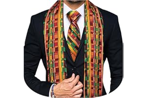 YOHOWA 2PCS Scarf Necktie Set Men/Women Fashion Silk Lightweight Feeling Print Soft Scarves Neckerchief Wraps Gift