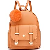 I IHAYNER Girls Fashion Backpack Mini Backpack Purse for Women Teenage Girls Purses PU Leather Pompom Backpack Shoulder Bag