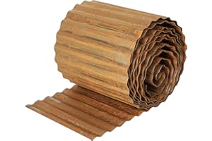 KOL 20 FT Pre-Rusted Metal Corrugated Garden Border Edging - 10" H. Sturdy Steel Landscape Lawn Edging - Bendable Long Strips