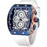 FORSINING Men's Chronograph Sport Watch Waterproof Military Watches for Men Analog Quartz Wristwatch with Date Display Silicone Strap Outdoor Clock