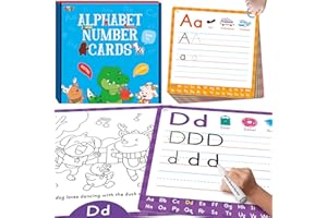 36 PCS Handwriting Drawing Practice Cards, Alphabet & Numbers Write and Wipe Tracing Flashcards Double-Sided Dry Erase Painti