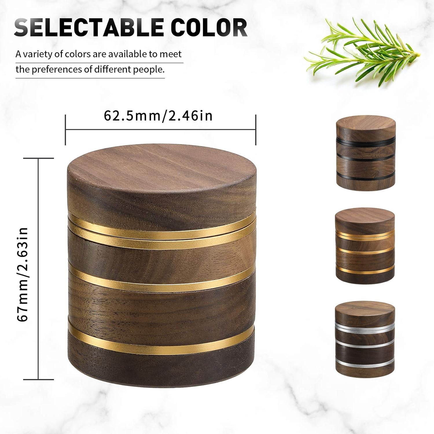 DCOU Premium Large Wooden Spice Grinder Pollen Collector with Magnetic Lid and Pollen Catcher 4 Piece 2.5 inches - Image 4