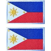 AliPlus 2PCS Philippines Flag Patches Morale Patch Hook and Loop | Philippines,Embroidered,Tactical Military Patch,Versatile Tactical Attachment,Applique Fastener,3"&times;2"