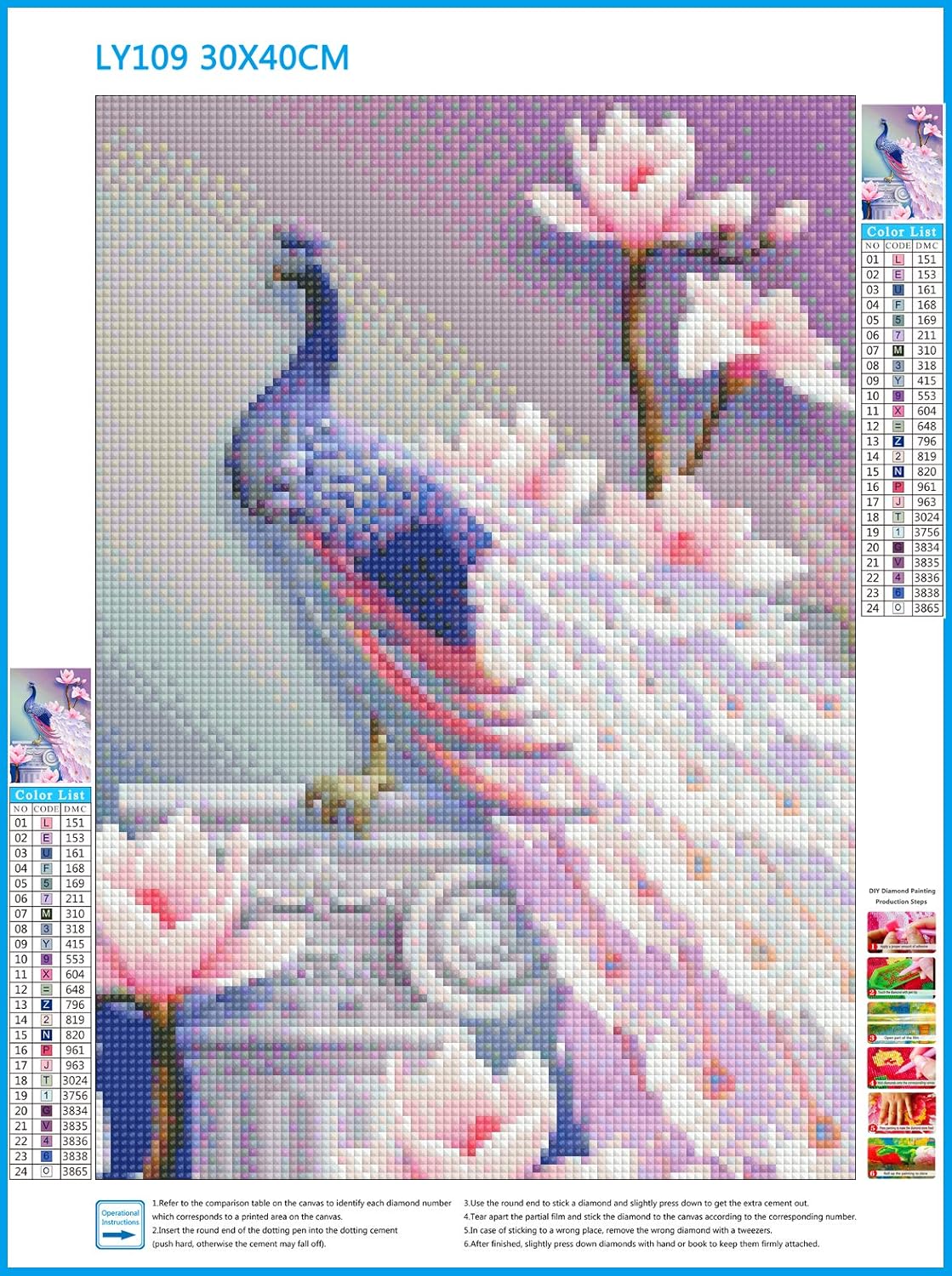5d Full Diamond Embroidered Cross Stitch Peacock Magnolia Vertical Full Drill Diy Diamond Painting Kits Rhinestone Embroidery Porch Living Room Bedroom Wall Decor Craft Needlework Evertribehq Arts Crafts Sewing