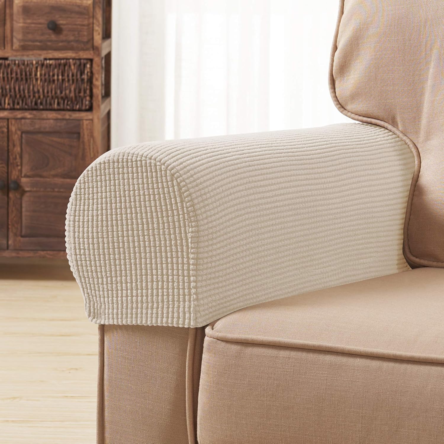 Amazon Com Subrtex Stretch Armrest Covers Spandex Anti Slip Arm Covers For Chairs Sofa Armchair Slipcovers For Recliner Sofa With Twist Pins Camel