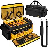 Large DJ Equipment Bag with 6 Detachable Dividers,DJ Cable File Bag with Laptop and Microphone Slots,Travel Dj Gig Organizer Bags for DJ Gear,Musicians, Professional and Dj Accessories( 21.5"&times;12"&times;11")