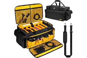 LEFOR·Z Large DJ Equipment Bag with 6 Detachable Dividers,DJ Cable File Bag with Laptop and Microphone Slots,Travel Dj Gig Organizer Bags for DJ Gear,Musicians, Professional and Dj Accessories( 21.5"×12"×11")