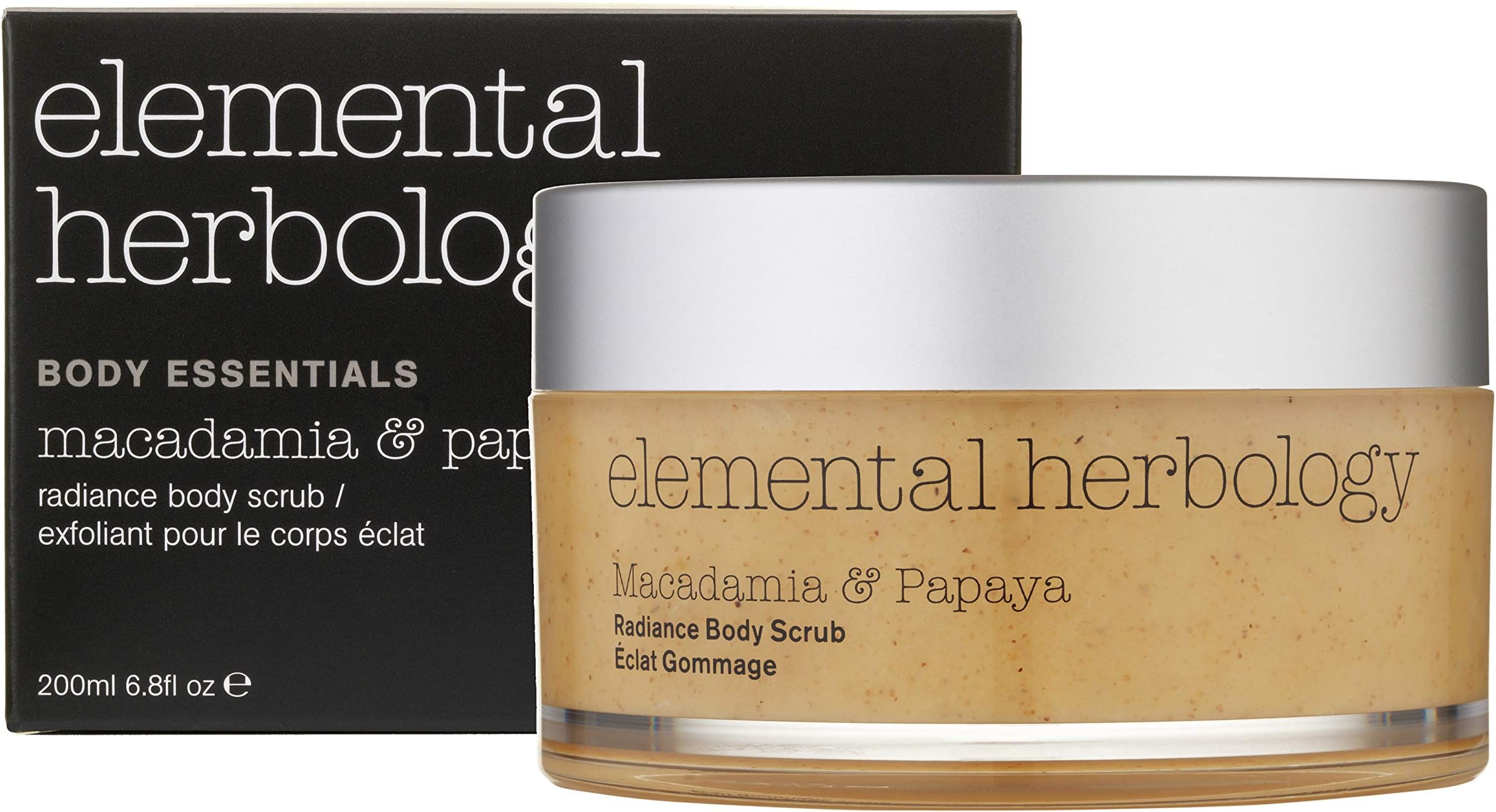 elemental herbology Macadamia and Papaya Radiance Body Scrub, 6.8 Fl Oz