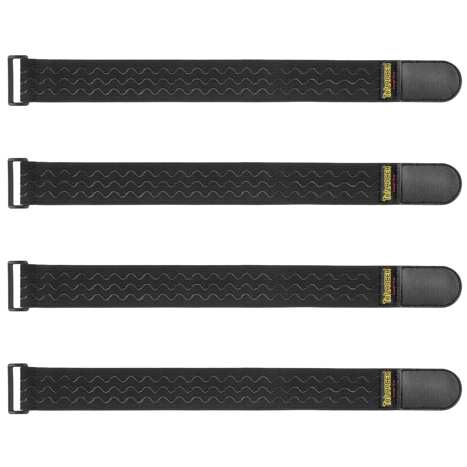 Trilancer Elastic Cinch Straps with Anti-Slip 46cm x 5cm (4 Pack) Hook and Loop Storage Strap with Buckle., Bundling Straps fo Extension Cords, Cables, Ropes, Hoses, Bike, Boat, Pant Garters