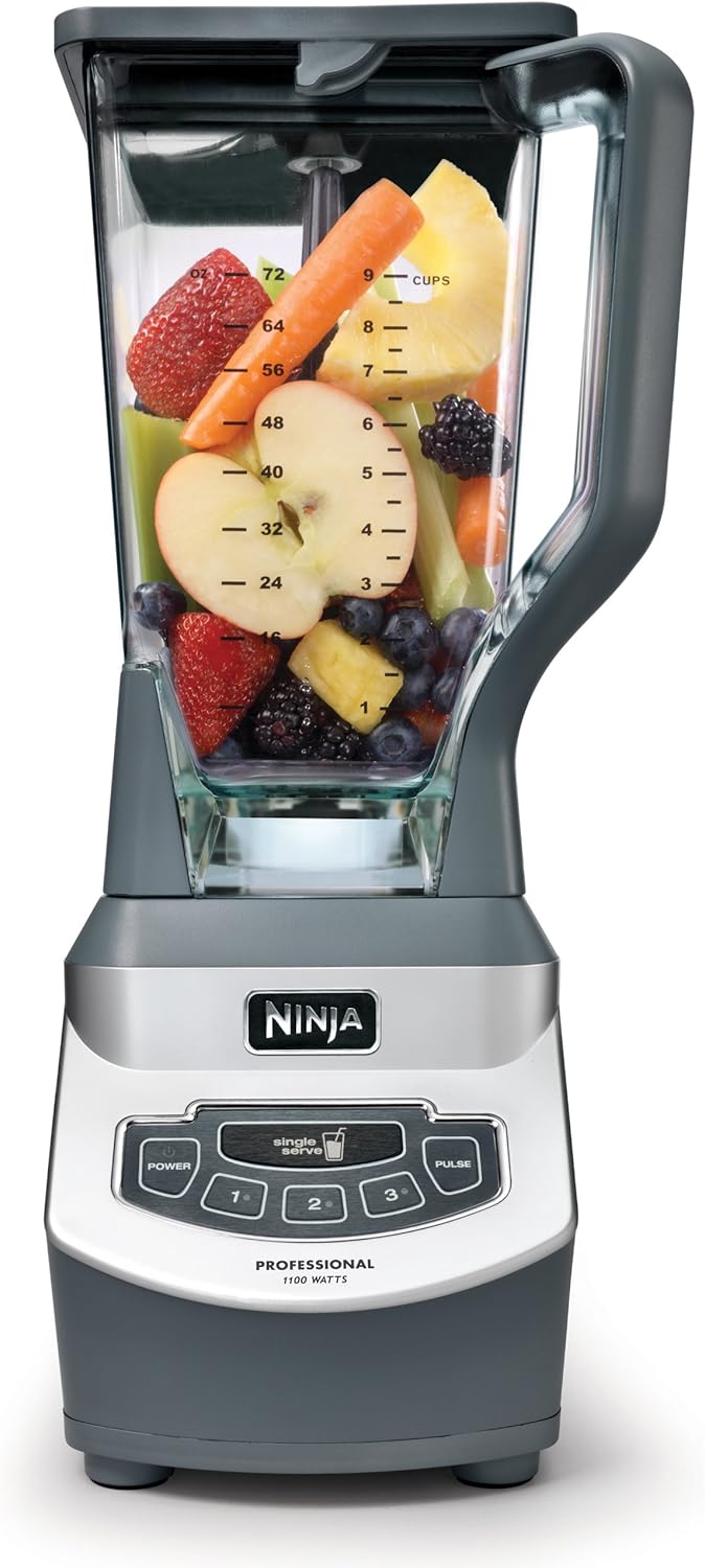 Ninja Professional Countertop Blender with 1100-Watt Base, 72 Oz Total Crushing Pitcher and (2) 16 Oz Cups for Frozen Drinks and Smoothies (BL660), Gray: Electric Countertop Blenders: Kitchen & Dining