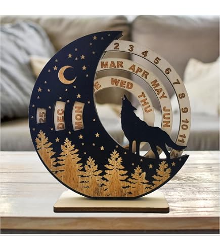 Amazon.com : eTroves Perpetual Calendar Wooden Home Office Study