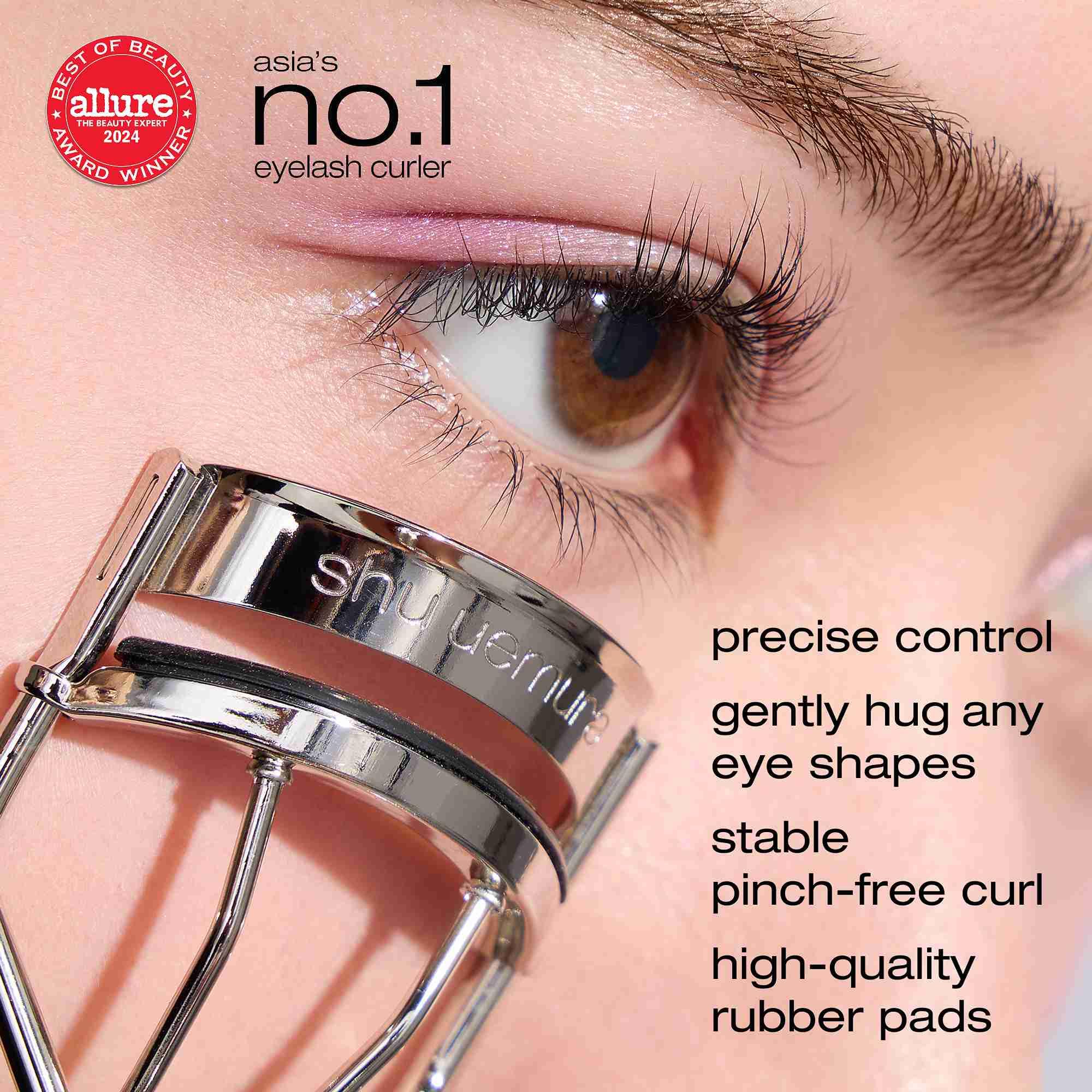 shu uemura Iconic Eyelash Curler, Achieve Precise Control and Long-Lasting Curl - Includes Silicone Replacement Pad