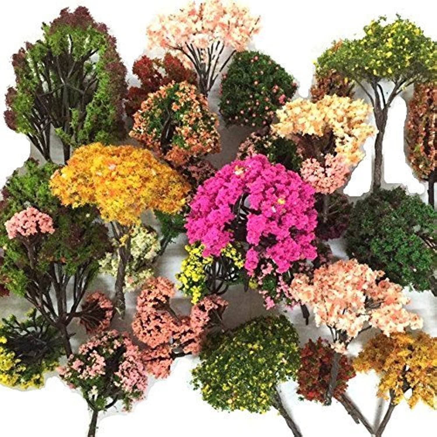 Photo 1 of BAENRCY 32pcs 0.79-6.30inch Mixed Model Trees Accessories Model Train Scenery Architecture Trees Model Scenery with No Stands(Colorful)