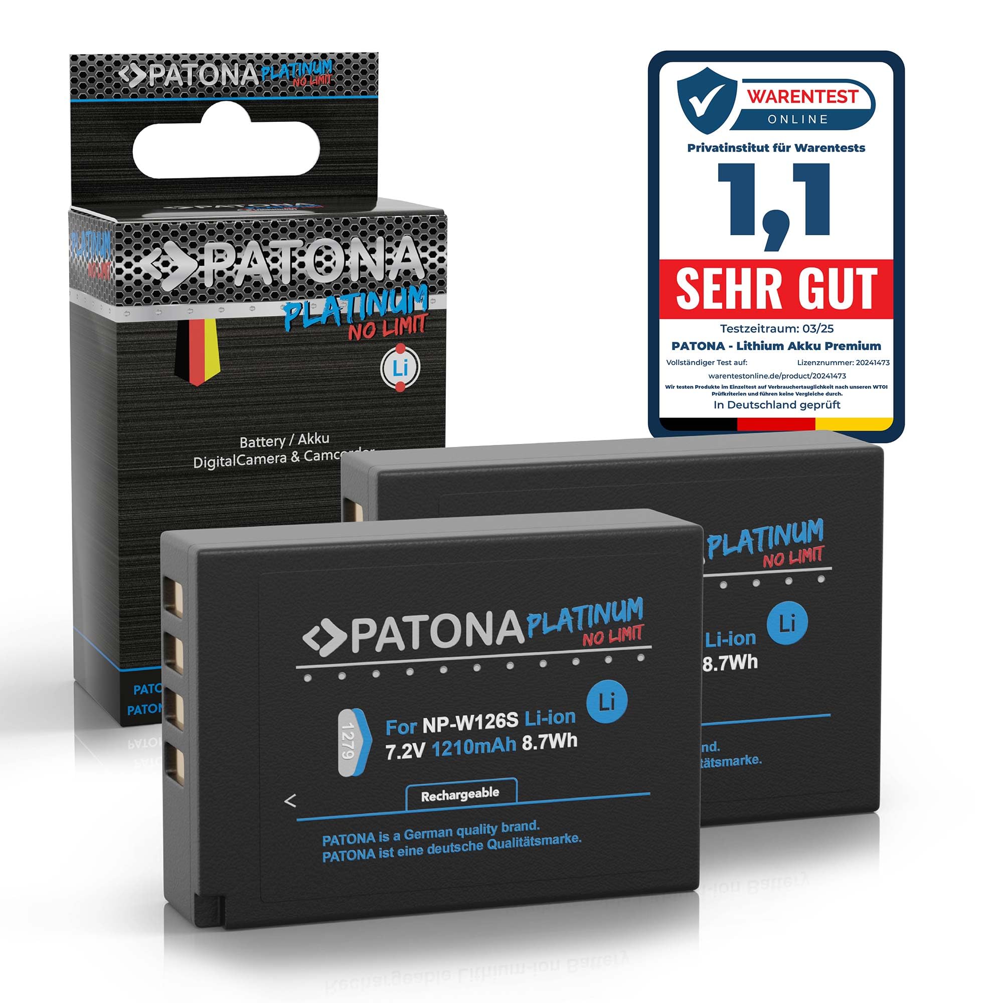 PATONA 2x Platinum Battery NP-W126 compatible with Fujifilm FinePix HS30EXR HS33EXR HS50EXR XPro-1 XPro-2
