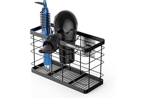 Vecallo Hair Dryer Holder - Hair Tool Organizer Wall Mount/Adhesive Blow Dryer Holder/Curling iron holder Cabinet Door Bathroom Organizer for Hair Dryer, Curling Wands, Hair Straighteners Black