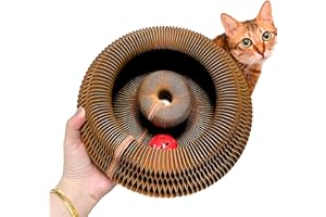 Kitty Kurlz - Kitty Kurlz Magnetic Toy & Reversible Cardboard Scratcher - Collapsible Ball Track with Bell - Durable Eco-Friendly Ring for Play, Chase & Scratch