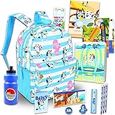 Bluey Backpack for Kids Set - Bundle with 16" Backpack, Folders, Notebook, Water Bottle, Stickers, More | Bluey School Supplies for Boys, Girls