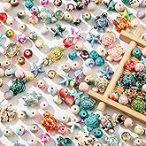 ANCADN 210pcs Turquoise Beads Sea Turtle Beads Floral Colorful Turtle Charms Synthetic Turquoise Beads Starfish Beads for Jewelry Craft Making (Colorful)