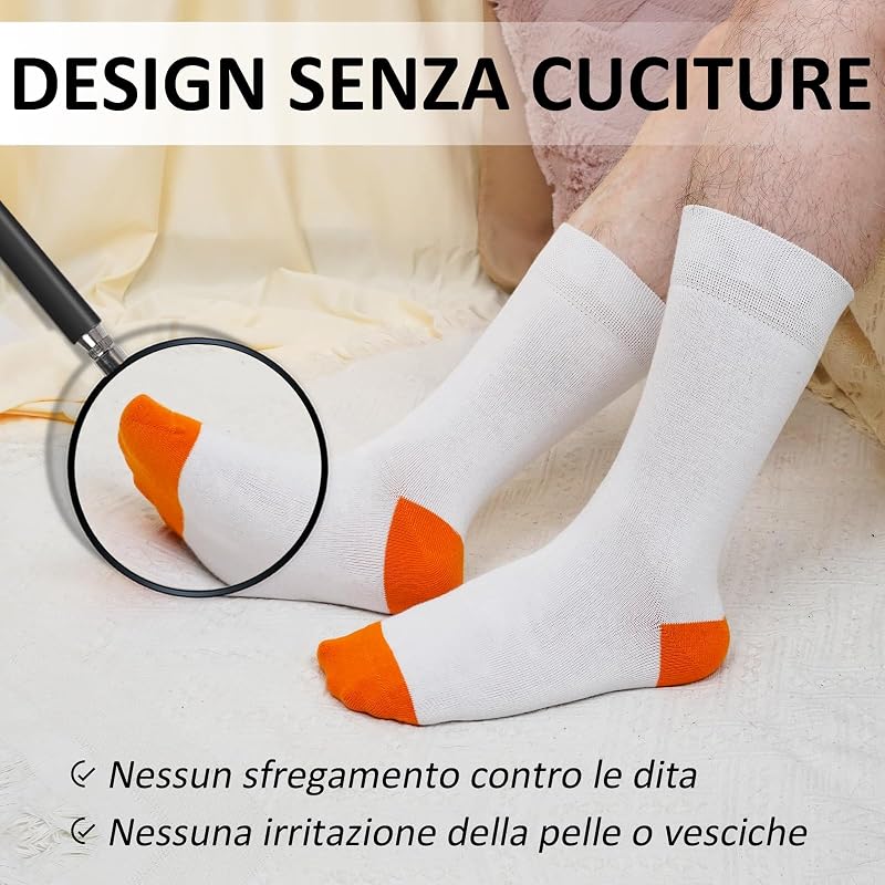 Calze Bambù Uomo Donna: Calzini Estivi Antibatteriche Traspiranti Anti Odore senza Elastico Senza Cuciture per Affari Ufficio Lavoro Running Trekking Nero/Bianco 4 Paia Taglia 35-38 — foto 4 di 7