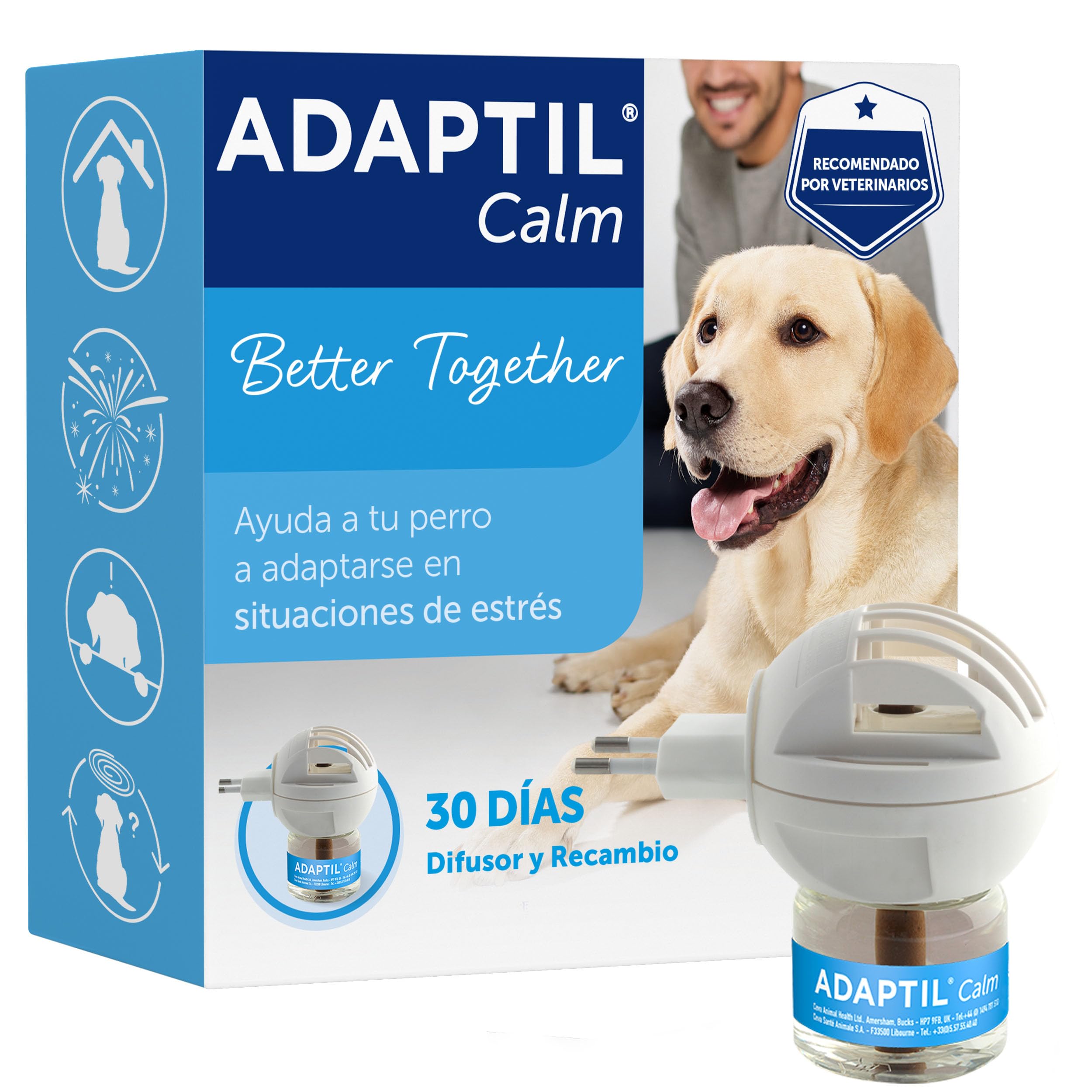 Adaptil Calm - Anti-stress for dogs - Home Alone, Fear, loud noises, Adoption - Diffuser + Refill 48ml