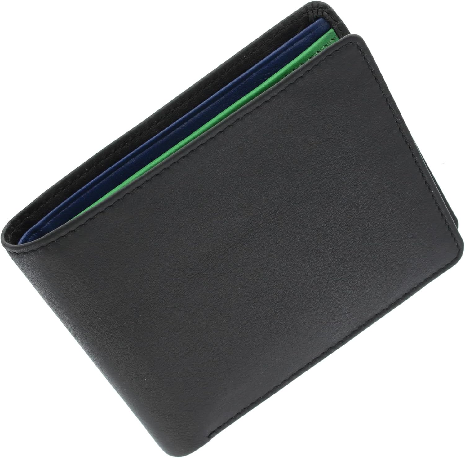 VISCONTI Gents Leather Bond Collection 'M' Wallet RFID Blocking BD10 Black/Cobalt/Green - Image 4