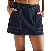 MakeMeChic Women's Mini Denim Skirt Low Waist Going Out Y2k Jean Mini Skirts with Pockets
