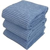 Serafina Home Chambray Denim Blue Kitchen Hand Dish Towels, Set of 3, 100% Cotton, 18" x 28"