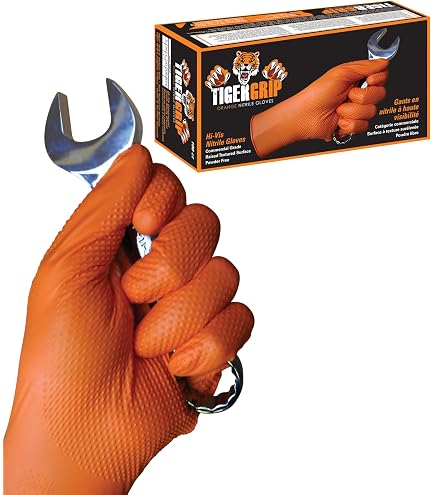 Tiger Grip Orange Nitrile Gloves - Large - 4 Boxes/400 Gloves