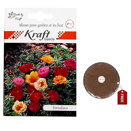 Portulaca Flower Seeds with Free Agropeat Tikki by Kraft Seeds