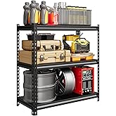 3-Tier Garage Shelving Unit, Adjustable Steel Utility Storage Rack with Metal Shelves, 770 LBS/Shelf Capacity, for Garage, Warehouse, Pantry & Basement, 36 in W x 16 in D x 36 in H, Heavy Duty, Black