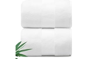Alusa Home Ultra Soft & Plush Viscose from Bamboo Bath Sheets - 700 GSM Pack of 2 - Extra Large 70x35 in - Super Absorbent & Quick Drying (White)