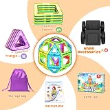 COOLJOYA Magnetic Tiles for Kids 50pcs STEM Building Blocks 3D 2D Creations view 5