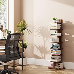 TUTOTAK Narrow Bookshelf, 8-Tier Bookcase, Spine