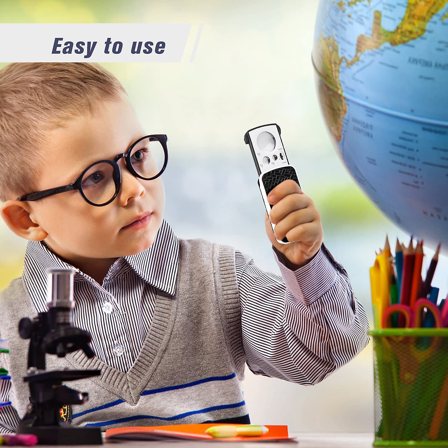 2 Pieces 30X 60X 90X Jewelers Loupe, Slide-Out Lighted Eye Loupe Magnifying Glass with 3 Light for Coins Gems Jewelry Rocks Watches (Black)